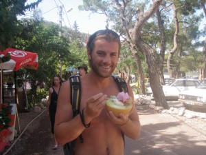 Ice cream in a melon!